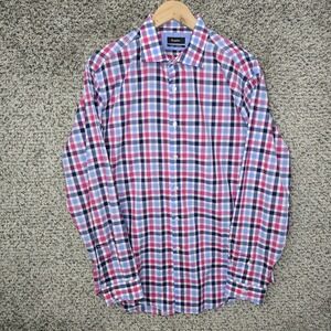 Esquire Dress Shirt Mens 16.5 34 35 Button Up Slim Fit Non Iron‎ Cotton Plaid